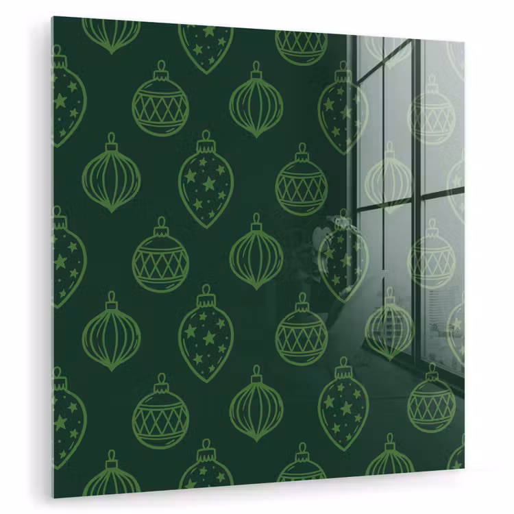 Glas schilderij - Kerstbal - Groen - Kerst — 1