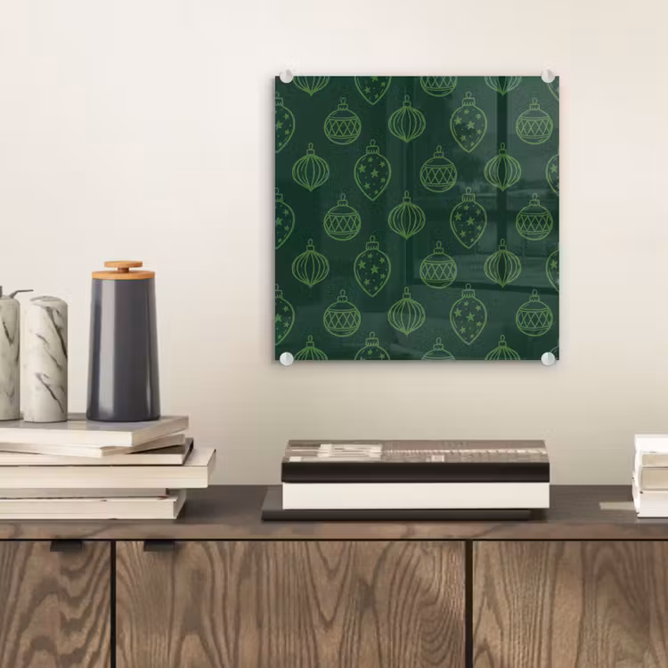 Glas schilderij - Kerstbal - Groen - Kerst — 2