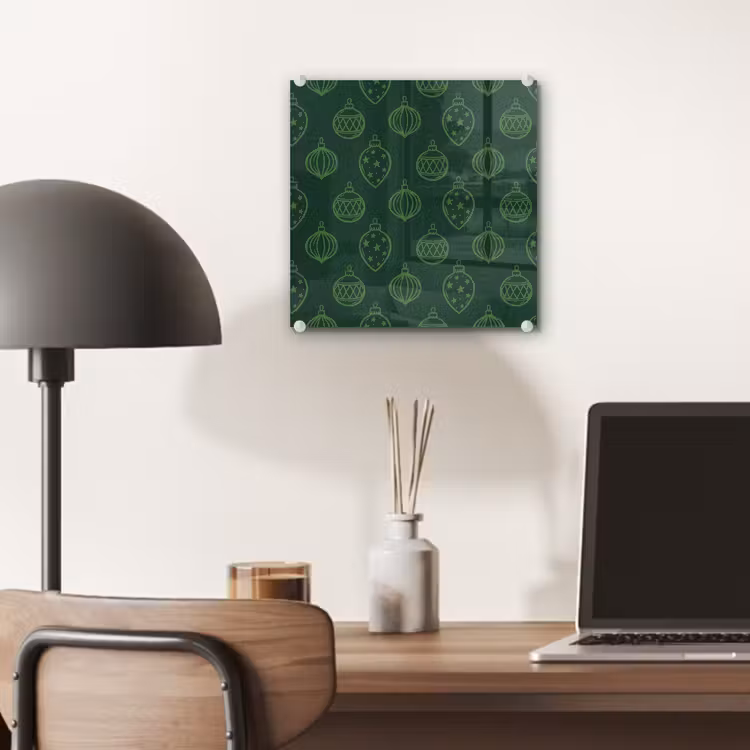 Glas schilderij - Kerstbal - Groen - Kerst — 7
