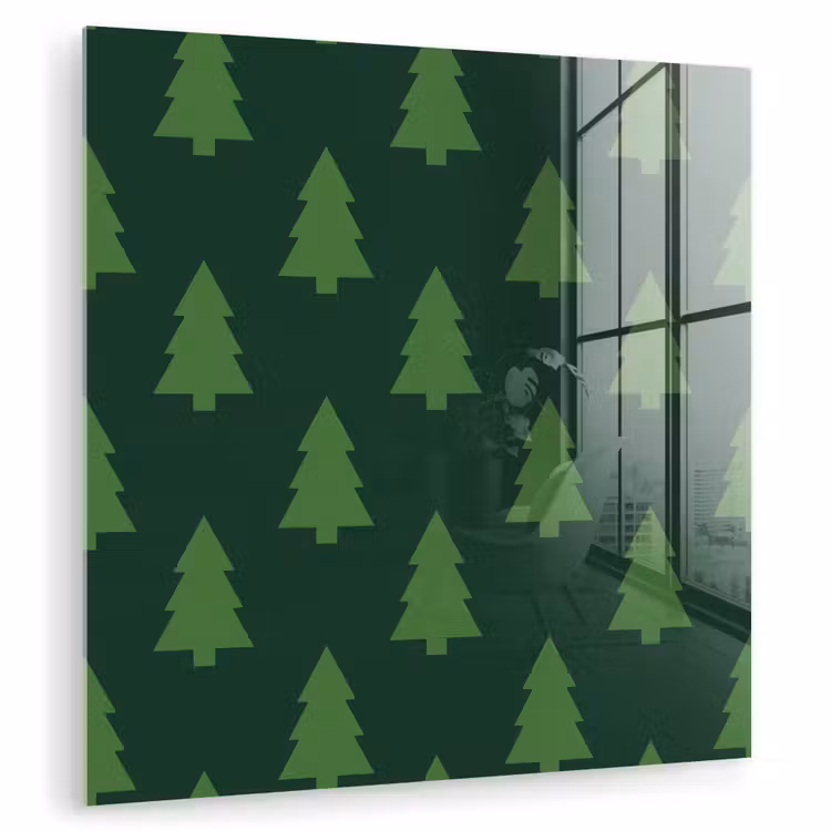 Glas schilderij - Kerstboom - Groen - Kerst — 1