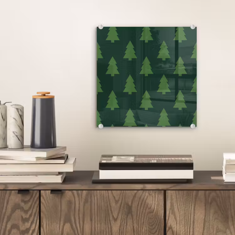 Glas schilderij - Kerstboom - Groen - Kerst — 2