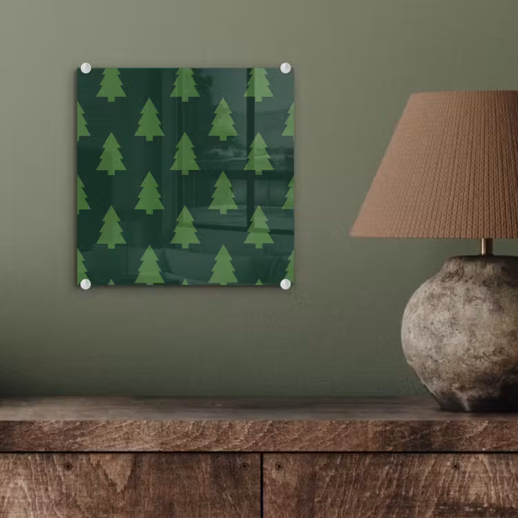 Glas schilderij - Kerstboom - Groen - Kerst — 4
