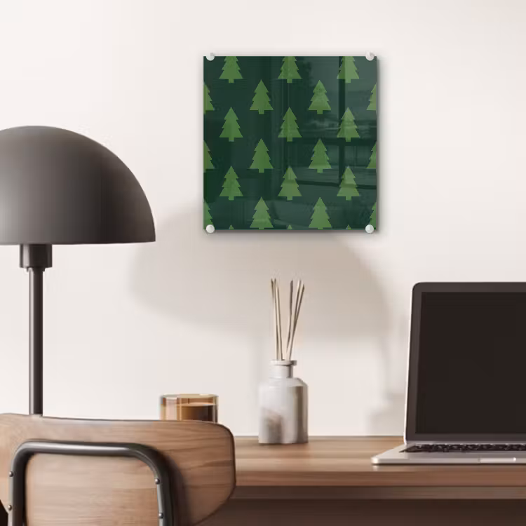 Glas schilderij - Kerstboom - Groen - Kerst — 7