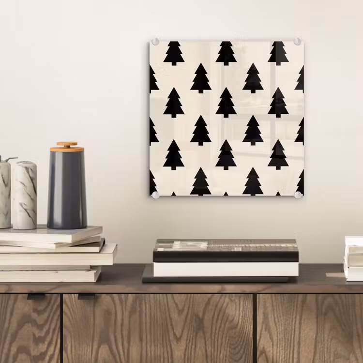 Glas schilderij - Kerstboom - Wit - Zwart — 2