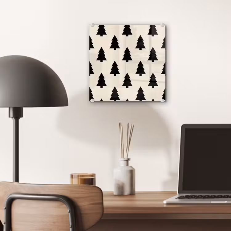 Glas schilderij - Kerstboom - Wit - Zwart — 7