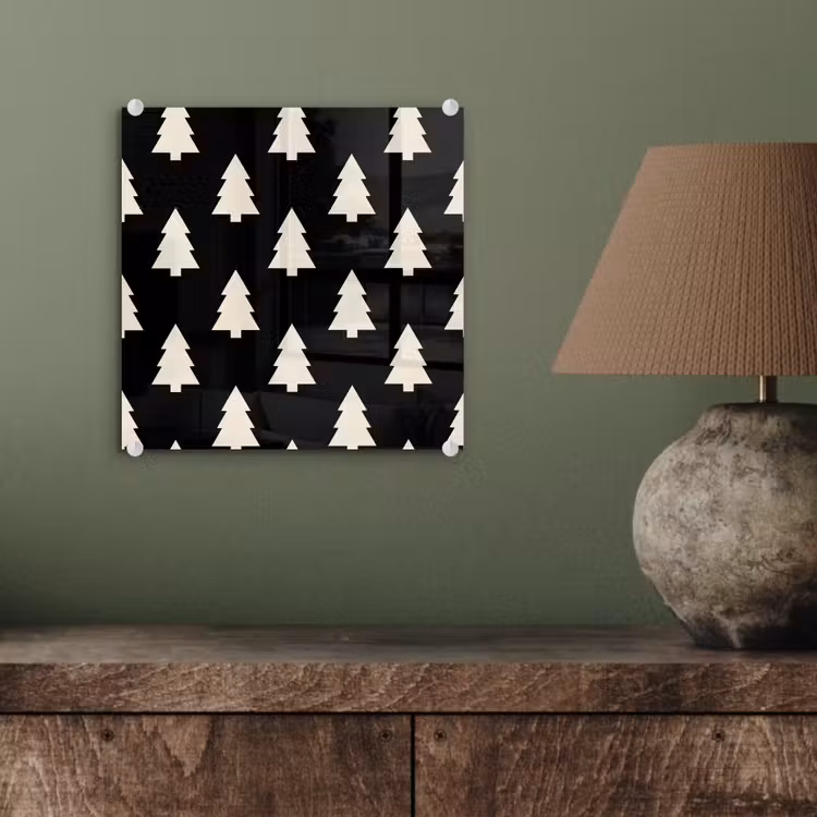 Glas schilderij - Kerstboom - Zwart - Wit — 4