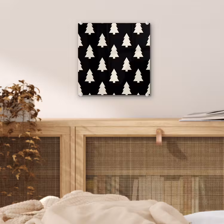 Glas schilderij - Kerstboom - Zwart - Wit — 5