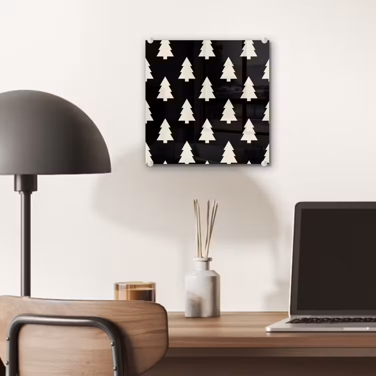 Glas schilderij - Kerstboom - Zwart - Wit — 7