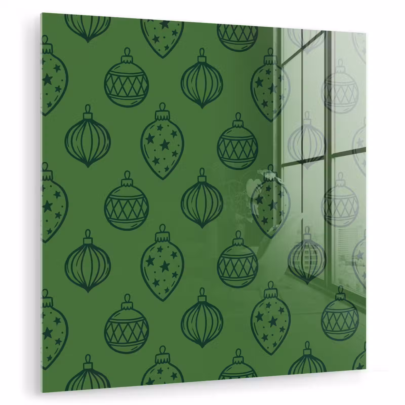 Glas schilderij - Kerstbal - Kerst - Groen — 1