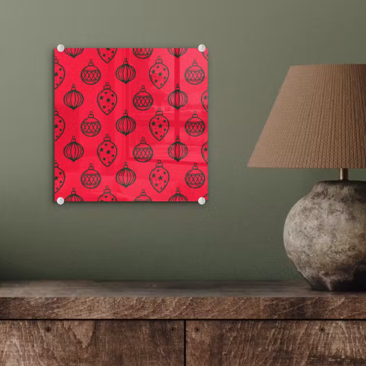 Glas schilderij - Kerstbal - Groen - Rood — 4