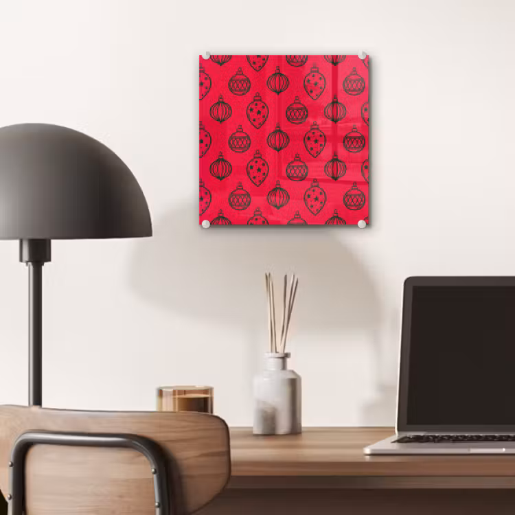 Glas schilderij - Kerstbal - Groen - Rood — 7