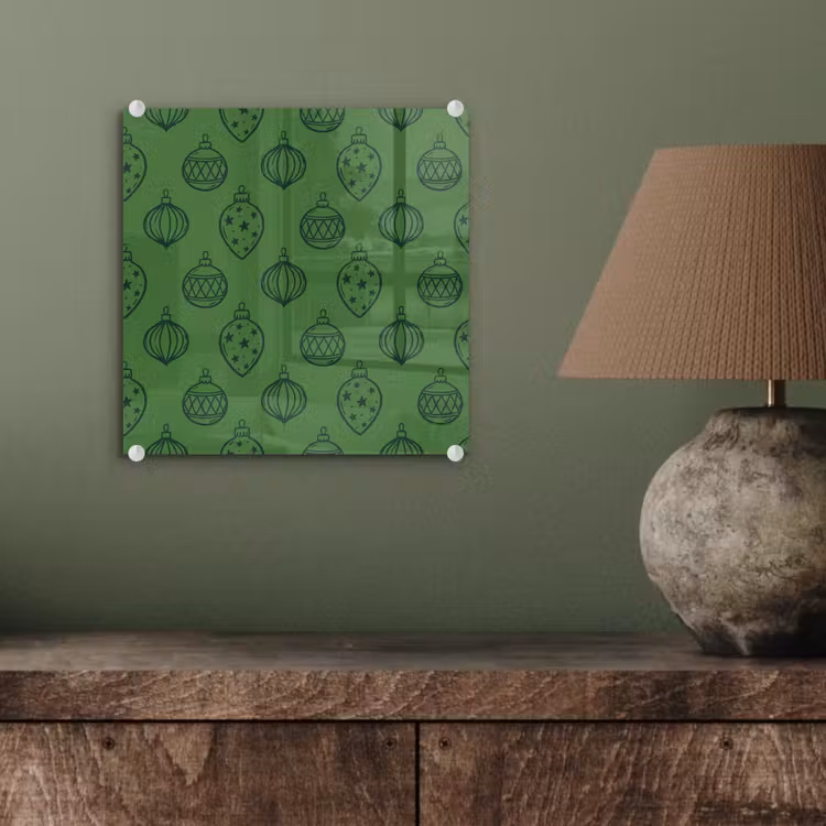 Glas schilderij - Kerstbal - Kerst - Groen — 4