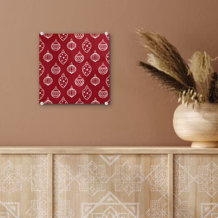 Glas schilderij - Kerstbal - Rood - Crème — 6