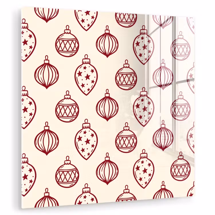 Glas schilderij - Kerstbal - Rood - Kerst — 1