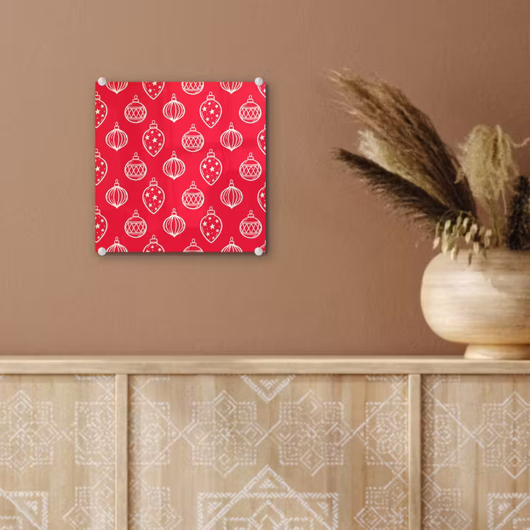 Glas schilderij - Kerstbal - Rood - Wit — 6