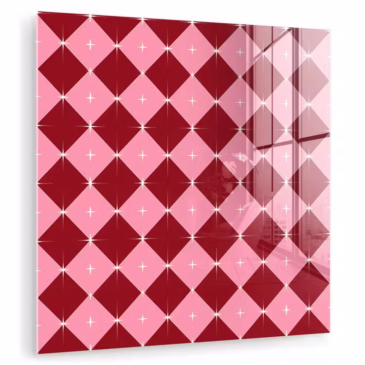 Glas schilderij - Ster - Rood - Roze - Kerst — 1