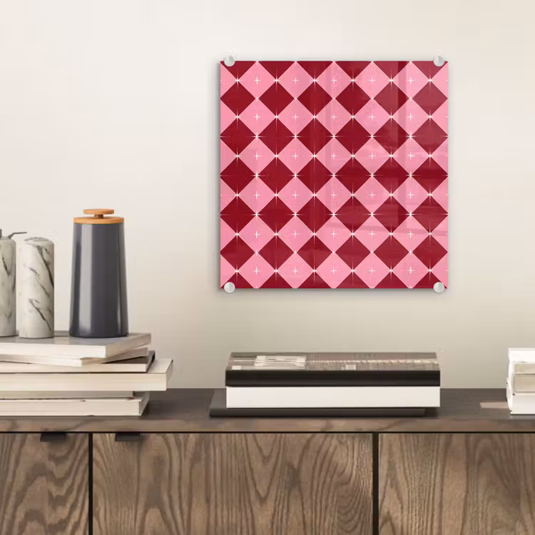 Glas schilderij - Ster - Rood - Roze - Kerst — 2