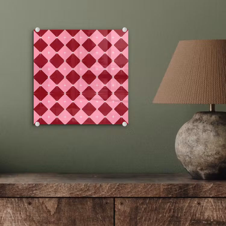 Glas schilderij - Ster - Rood - Roze - Kerst — 4