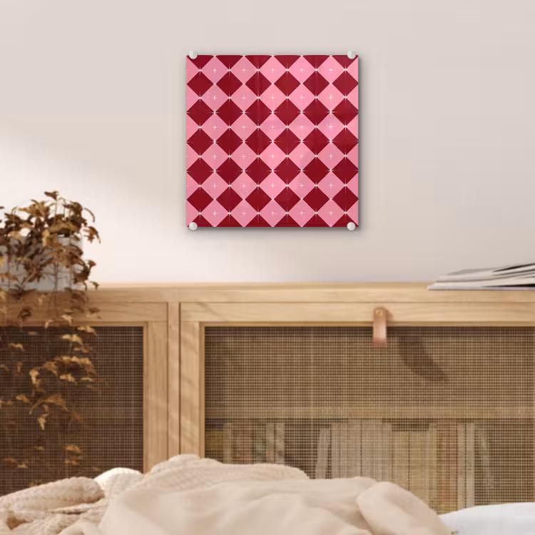 Glas schilderij - Ster - Rood - Roze - Kerst — 5