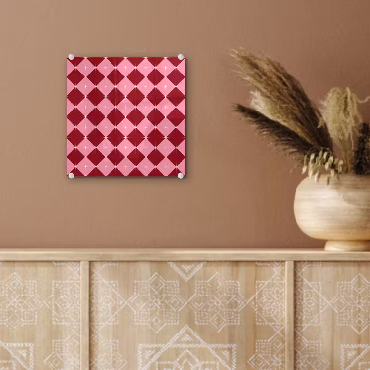 Glas schilderij - Ster - Rood - Roze - Kerst — 6