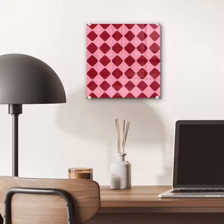 Glas schilderij - Ster - Rood - Roze - Kerst — 7