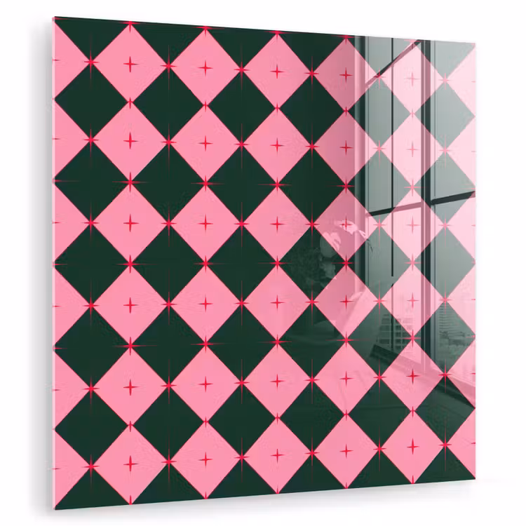 Glas schilderij - Ster - Roze - Groen - Kerst — 1