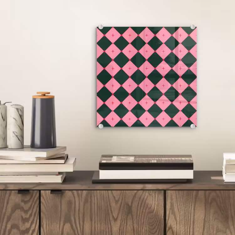 Glas schilderij - Ster - Roze - Groen - Kerst — 2