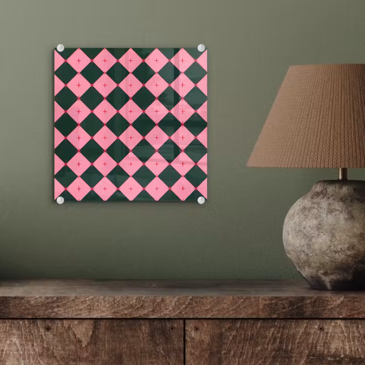 Glas schilderij - Ster - Roze - Groen - Kerst — 4