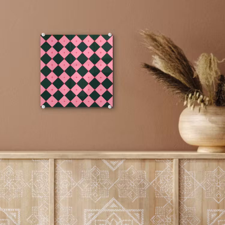 Glas schilderij - Ster - Roze - Groen - Kerst — 6