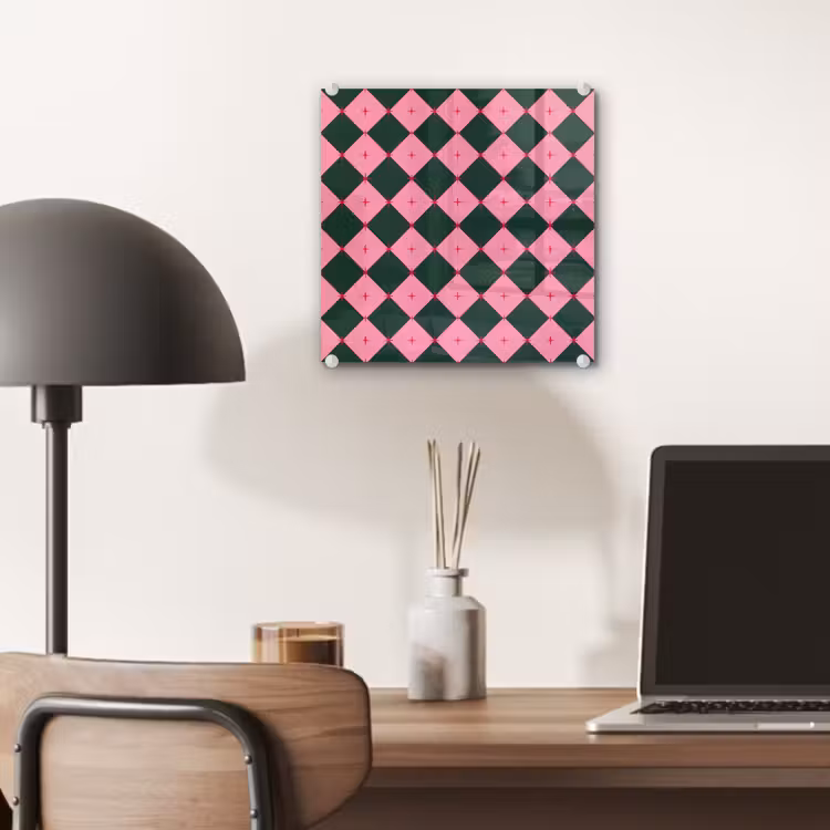Glas schilderij - Ster - Roze - Groen - Kerst — 7