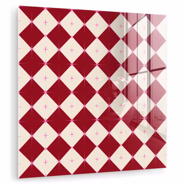 Glas schilderij - Ster - Roze - Rood - Kerst — 1