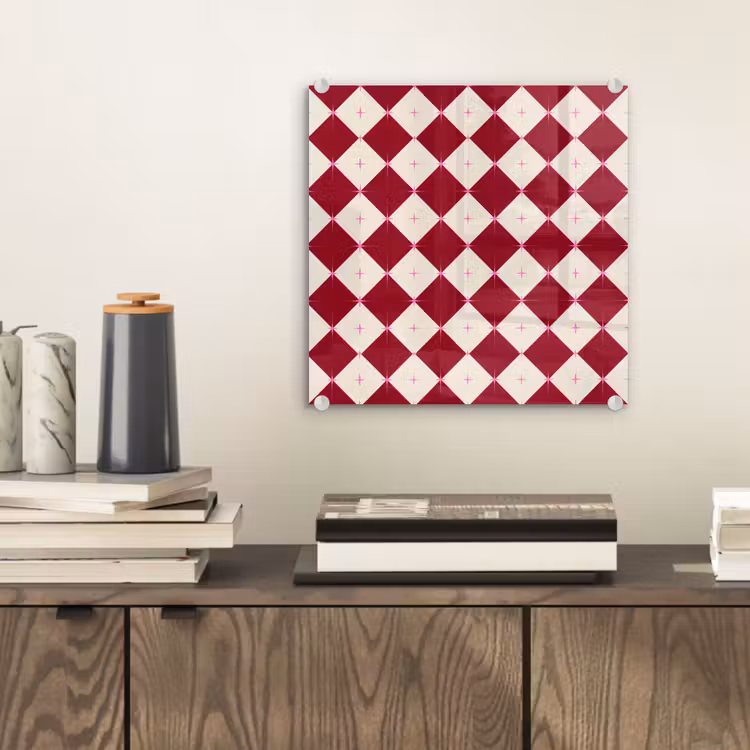 Glas schilderij - Ster - Roze - Rood - Kerst — 2