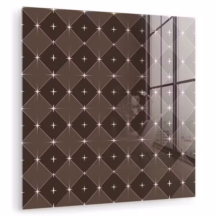 Glas schilderij - Ster - Bruin - Taupe - Kerst — 1