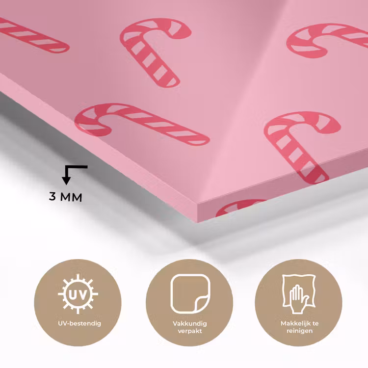 Glas schilderij - Kerst - Rood - Roze - Zuurstok — 3