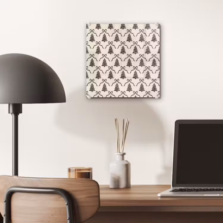 Glas schilderij - Kerst - Taupe - Crème - Strik — 7