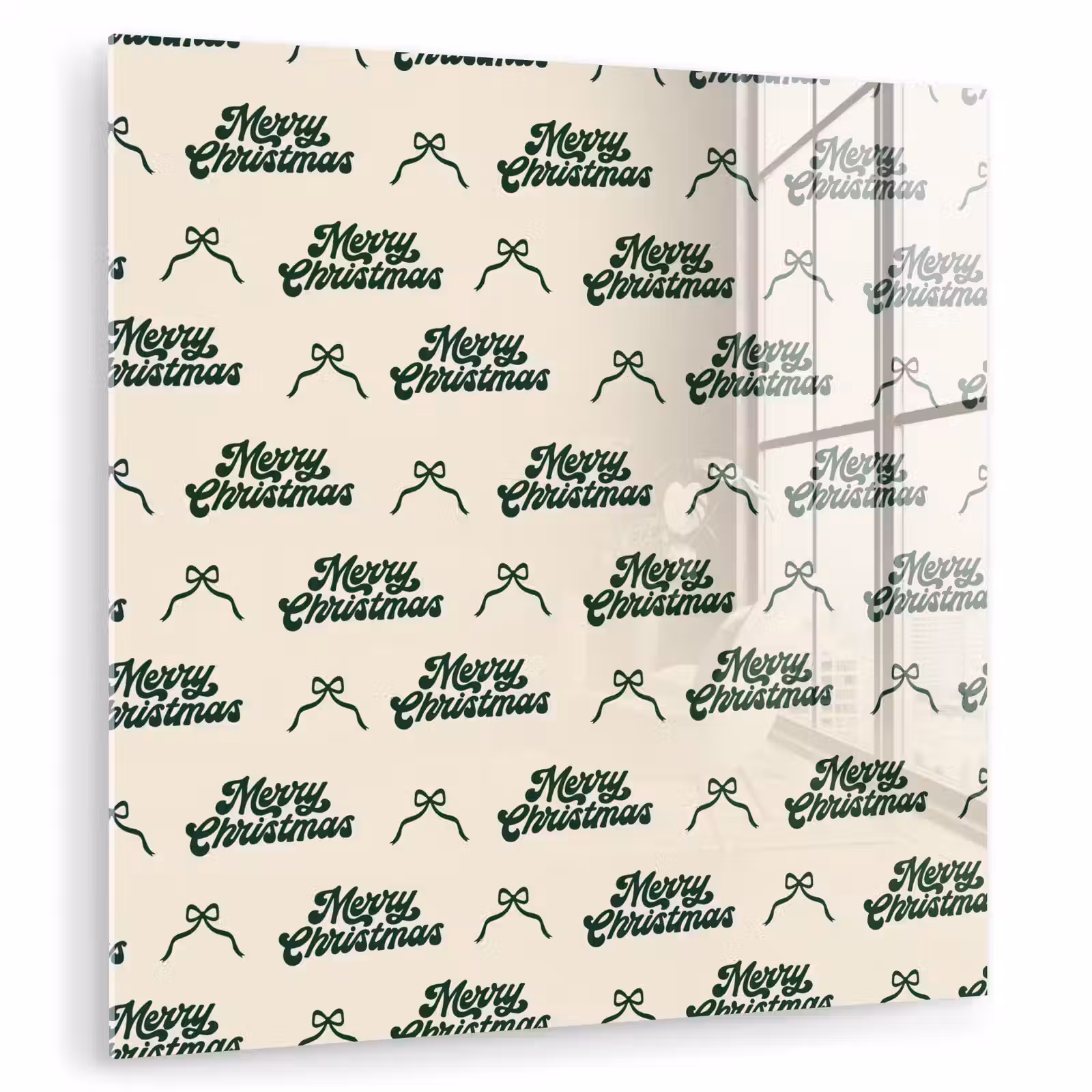 Glas schilderij - Tekst - Groen - Strik — 1