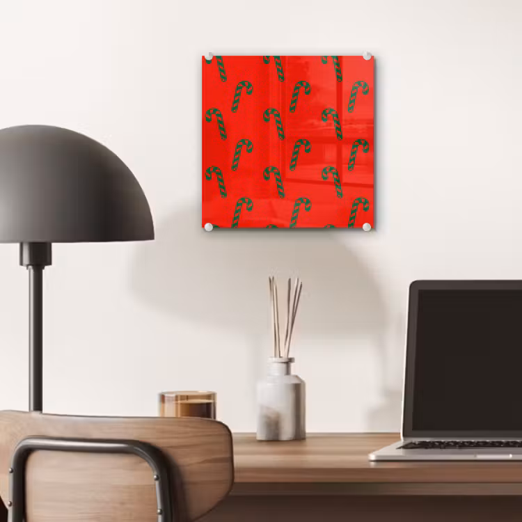 Glas schilderij - Kerst - Rood - Groen - Zuurstok — 7