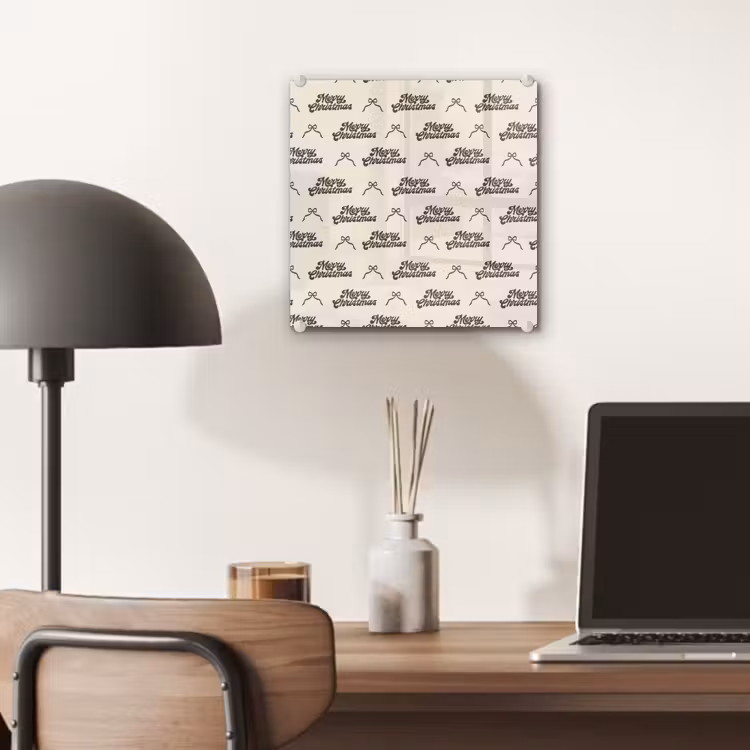 Glas schilderij - Tekst - Bruin - Crème - Strik — 7