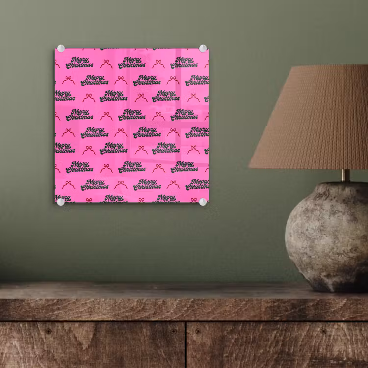 Glas schilderij - Tekst - Neon - Roze - Kerst — 4