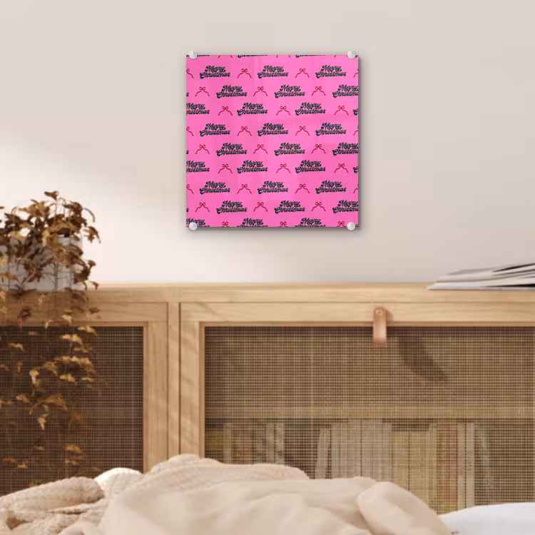 Glas schilderij - Tekst - Neon - Roze - Kerst — 5