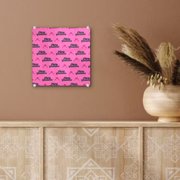 Glas schilderij - Tekst - Neon - Roze - Kerst — 6