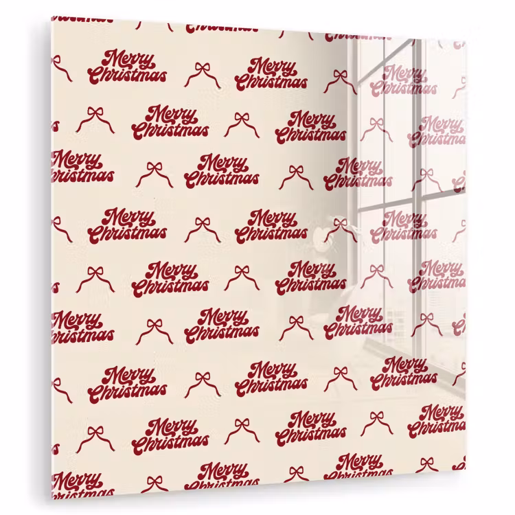 Glas schilderij - Tekst - Rood - Crème - Strik — 1