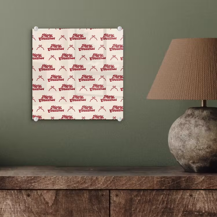 Glas schilderij - Tekst - Rood - Crème - Strik — 4