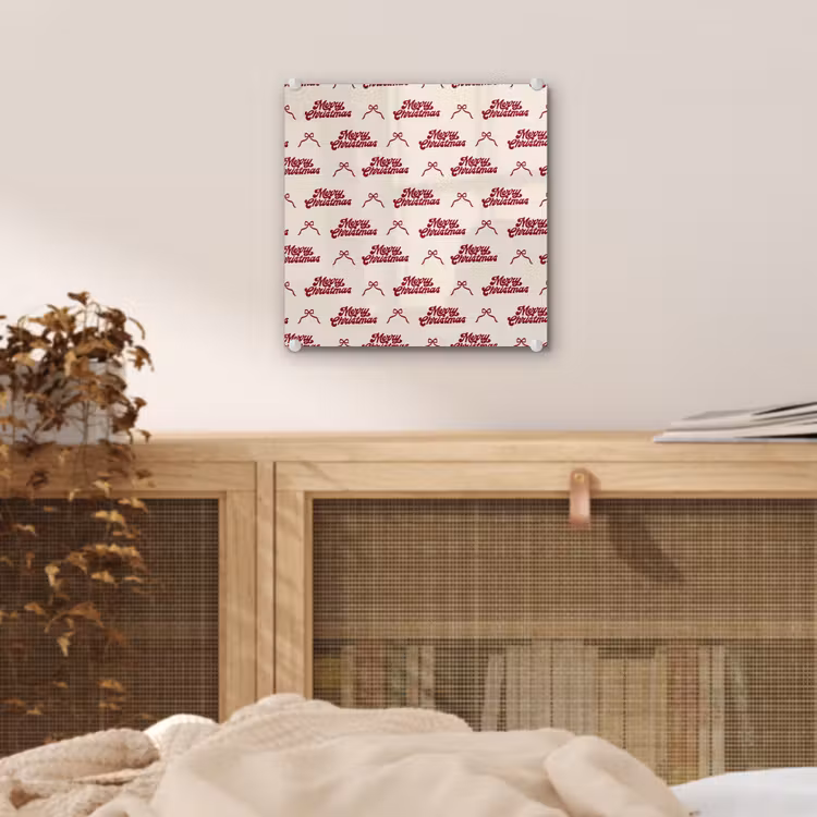 Glas schilderij - Tekst - Rood - Crème - Strik — 5
