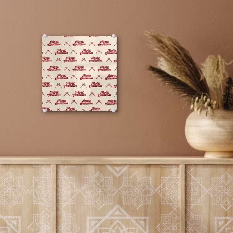 Glas schilderij - Tekst - Rood - Crème - Strik — 6