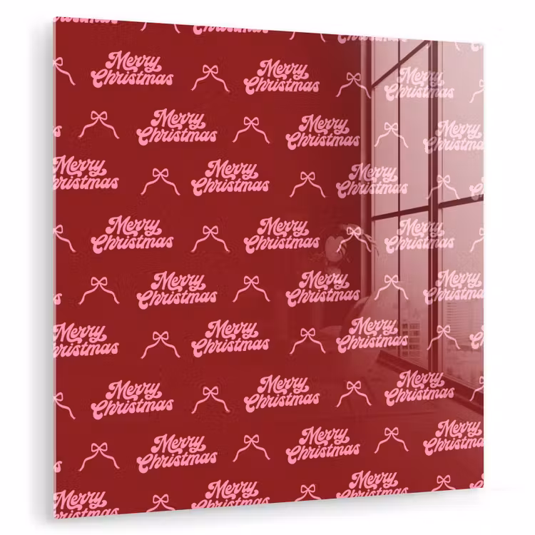 Glas schilderij - Tekst - Rood - Roze - Strik — 1