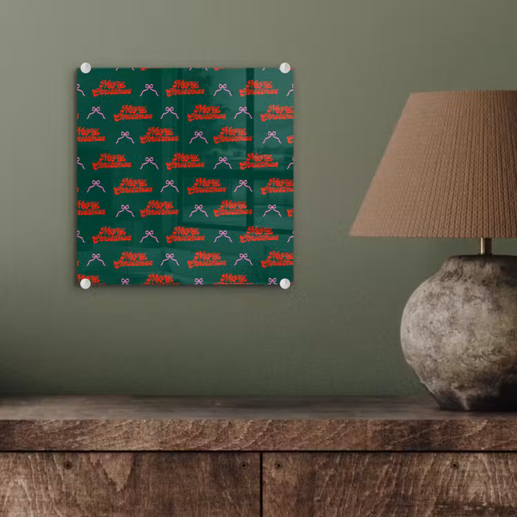 Glas schilderij - Tekst - Roze - Rood - Groen - Strik — 4