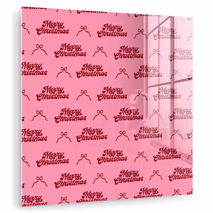 Glas schilderij - Tekst - Roze - Rood - Strik — 1