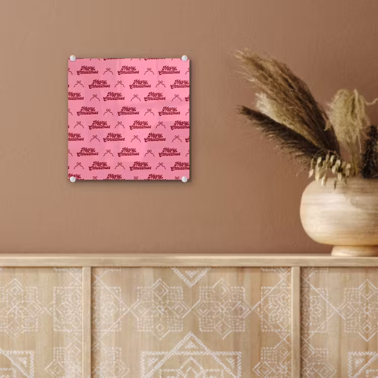 Glas schilderij - Tekst - Roze - Rood - Strik — 6