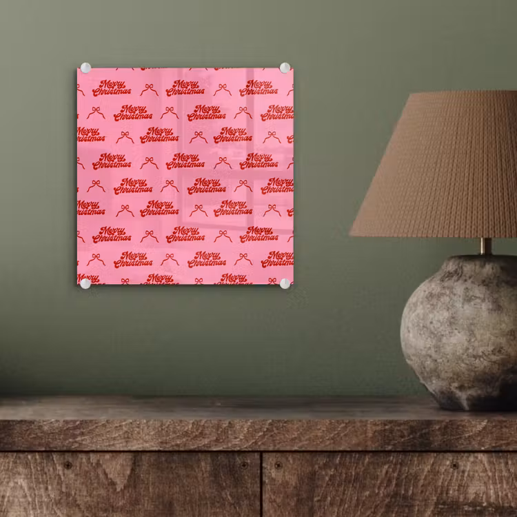 Glas schilderij - Tekst - Strik - Rood - Roze — 4